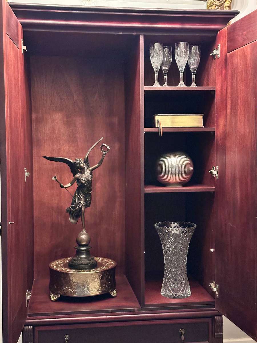 French Vintage Mahogany Large Statement Armoire