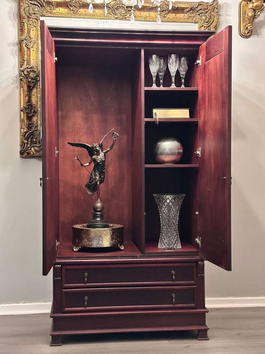 French Vintage Mahogany Large Statement Armoire
