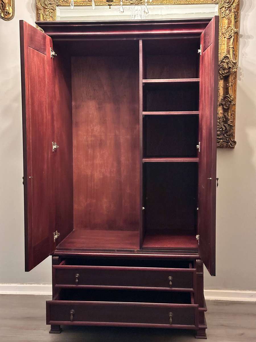 French Vintage Mahogany Large Statement Armoire