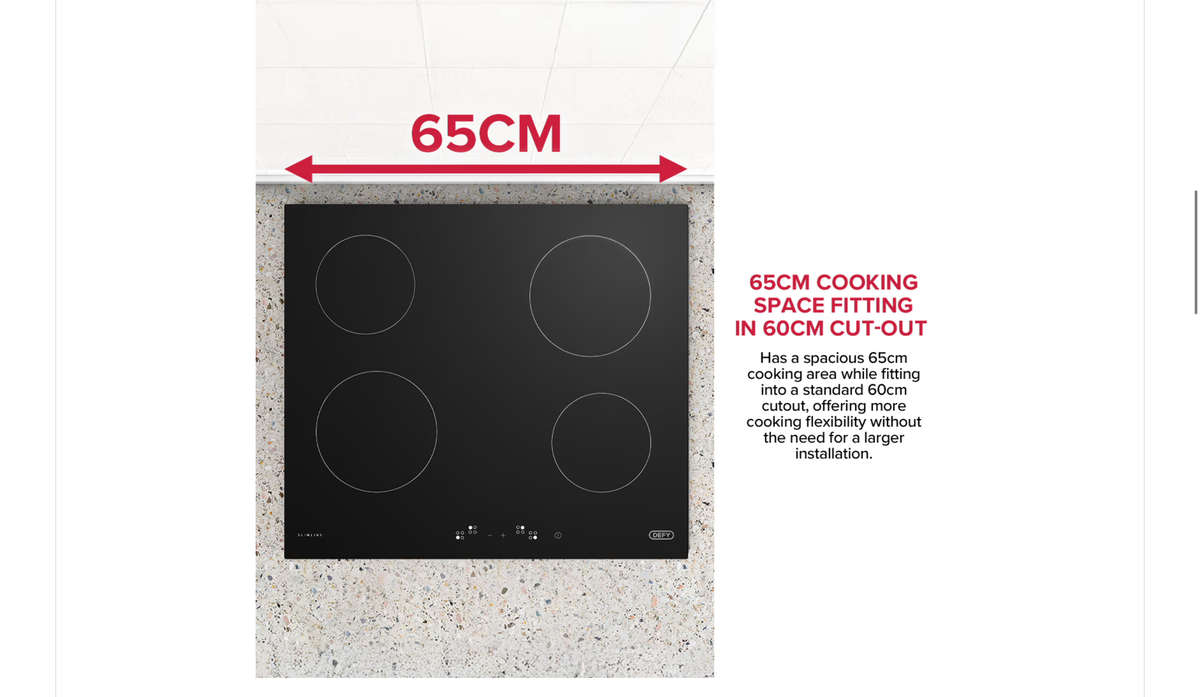 DEFY Slimline Glass Touch Control Hob