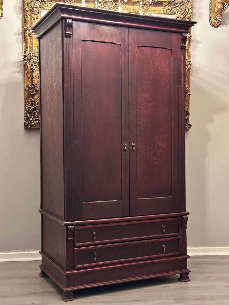 French Vintage Mahogany Large Statement Armoire