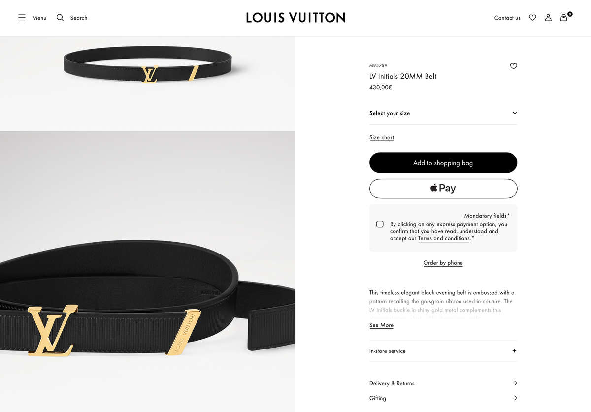 Louis Vuitton Leather Belt in Box