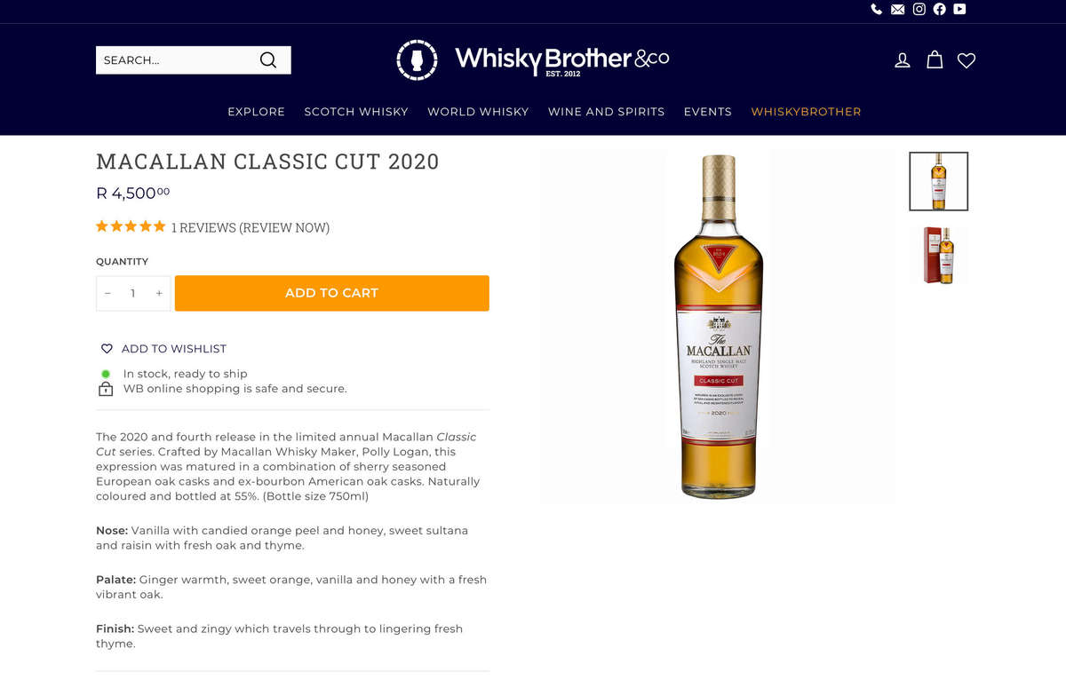 Macallan Limited Edition 2020 Classic Cut in Original Box