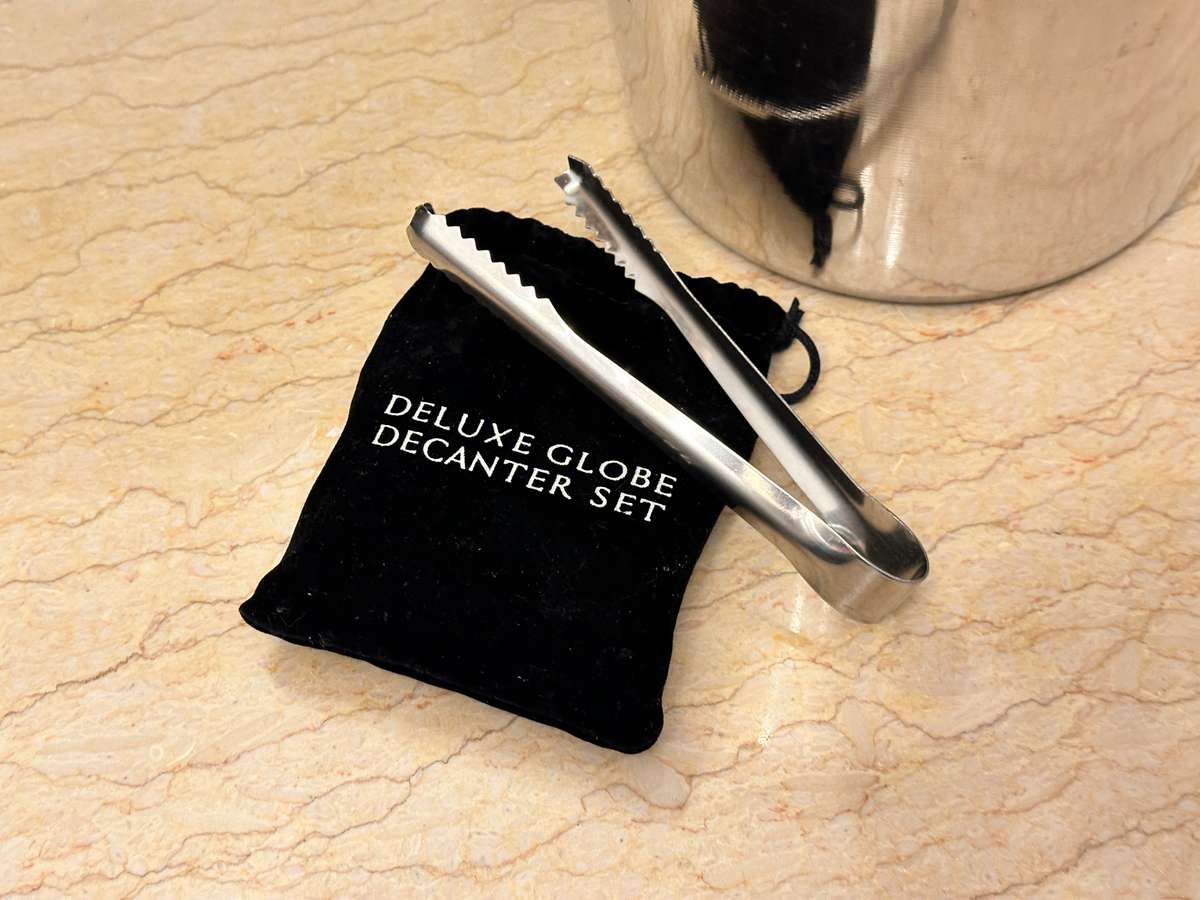 ICE BUCKET WITH WHISKEY ICE STONES & TONG SET