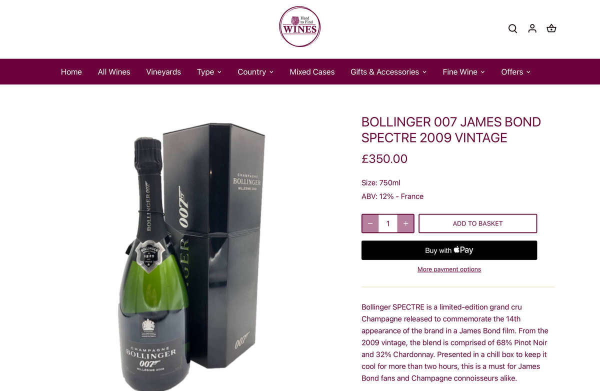 Bollinger Vintage 2009 Limited 007 Edition in Exclusive Cooler Display Case