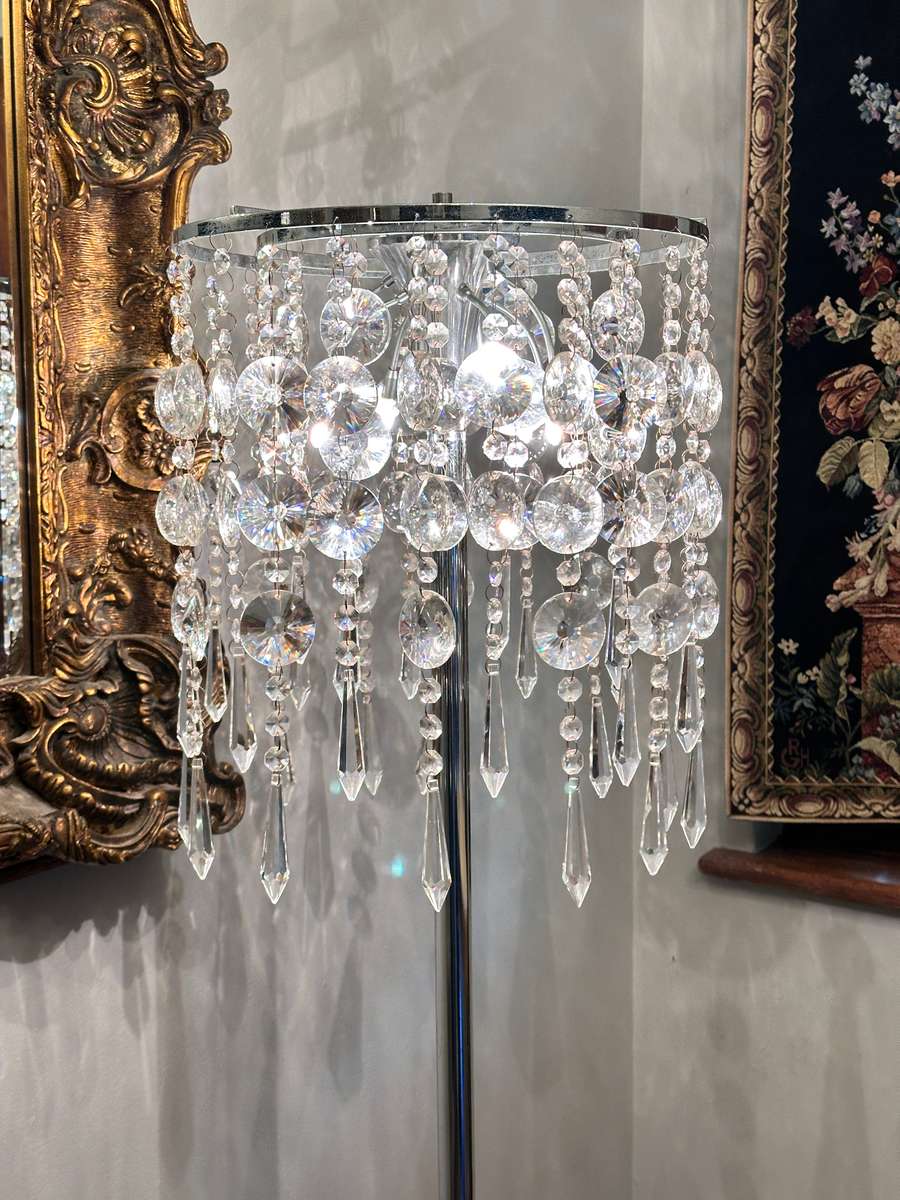 Opulent CRYSTAL Statement Floor standing Lamp With Marble Base