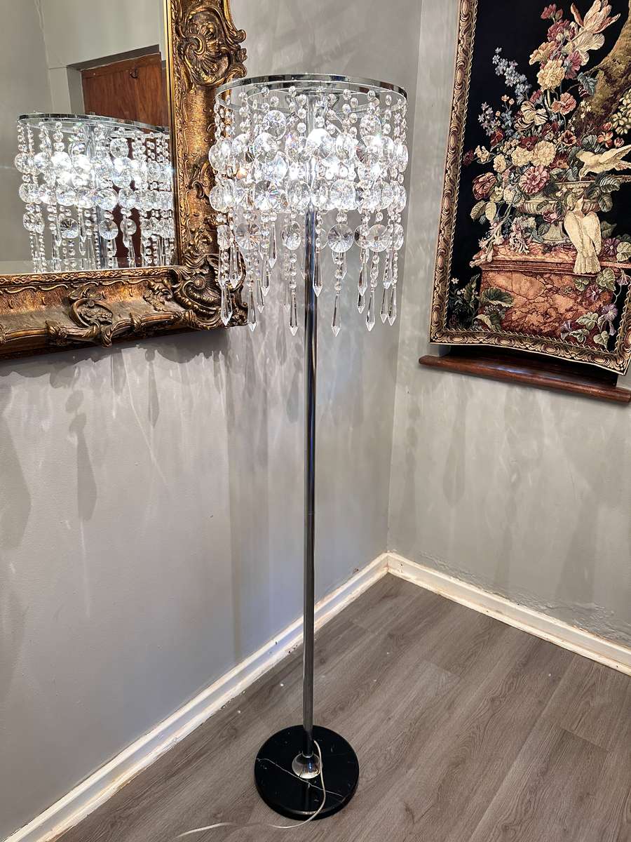Opulent CRYSTAL Statement Floor standing Lamp With Marble Base