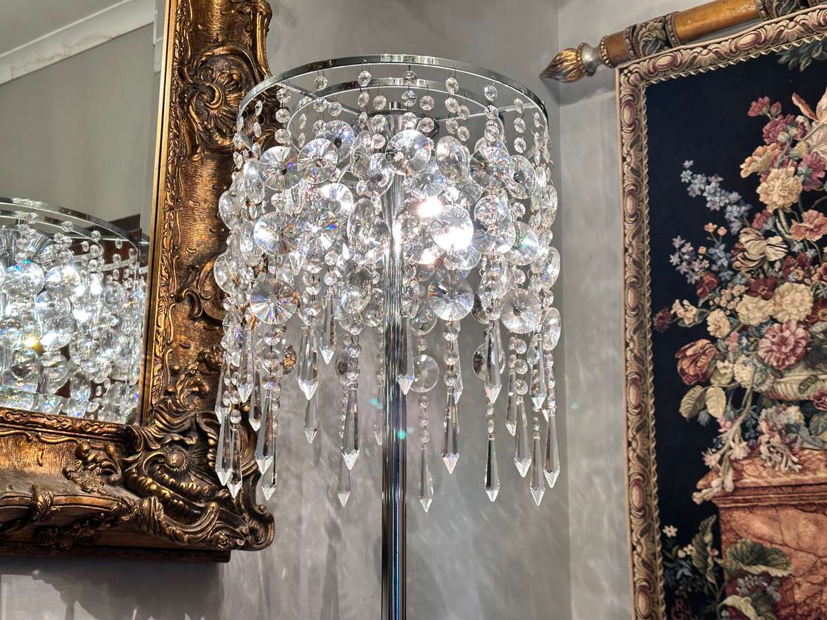Opulent CRYSTAL Statement Floor standing Lamp With Marble Base
