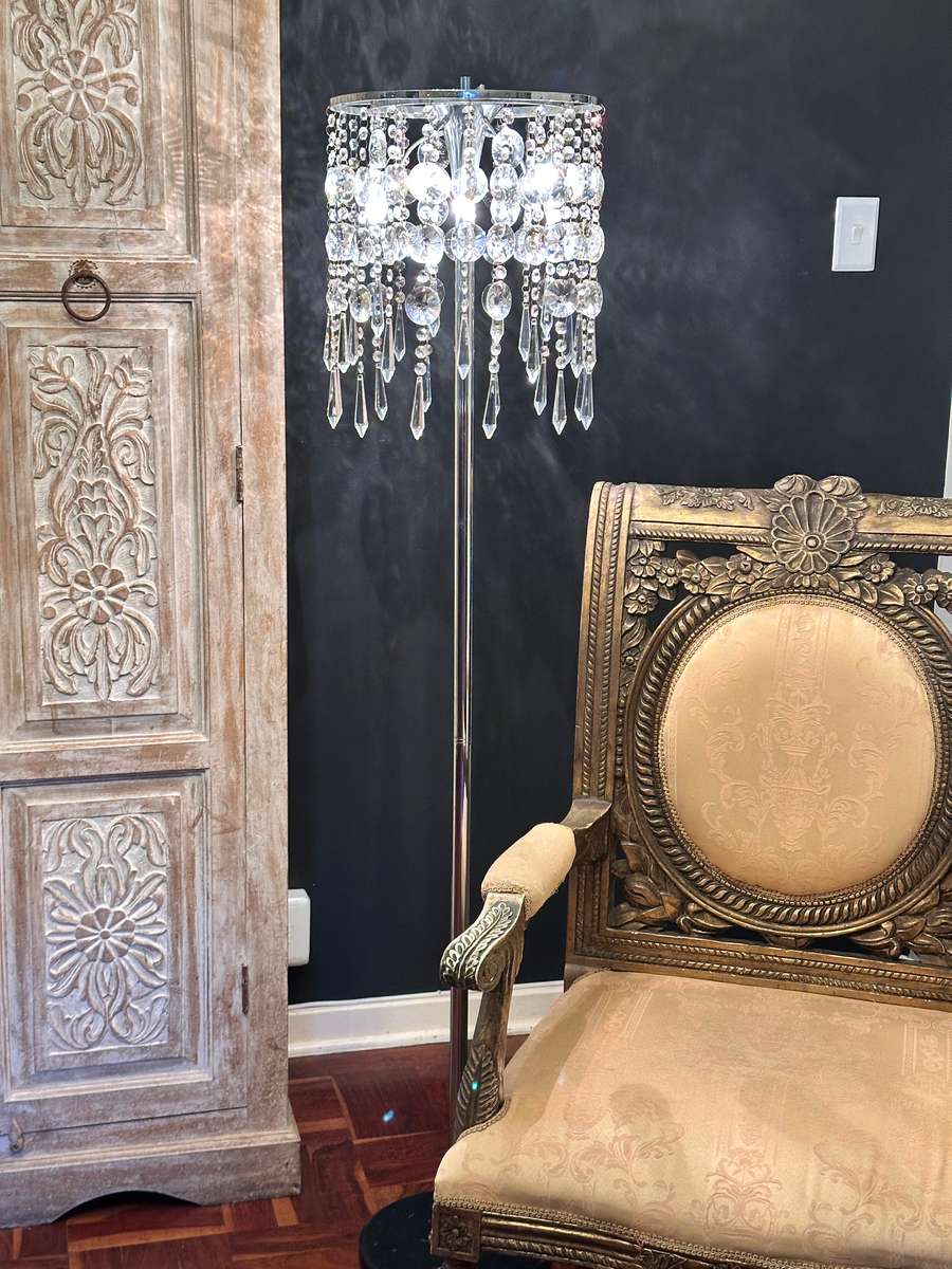 Opulent CRYSTAL Statement Floor standing Lamp With Marble Base