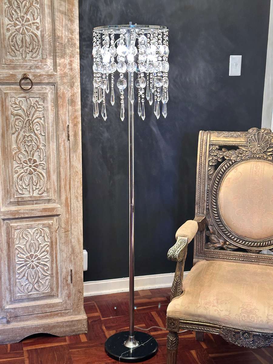 Opulent CRYSTAL Statement Floor standing Lamp With Marble Base