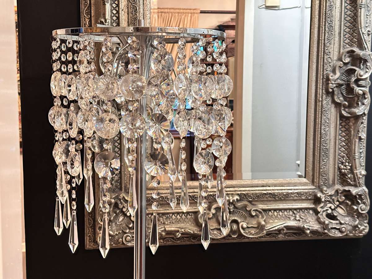 Opulent CRYSTAL Statement Floor standing Lamp With Marble Base