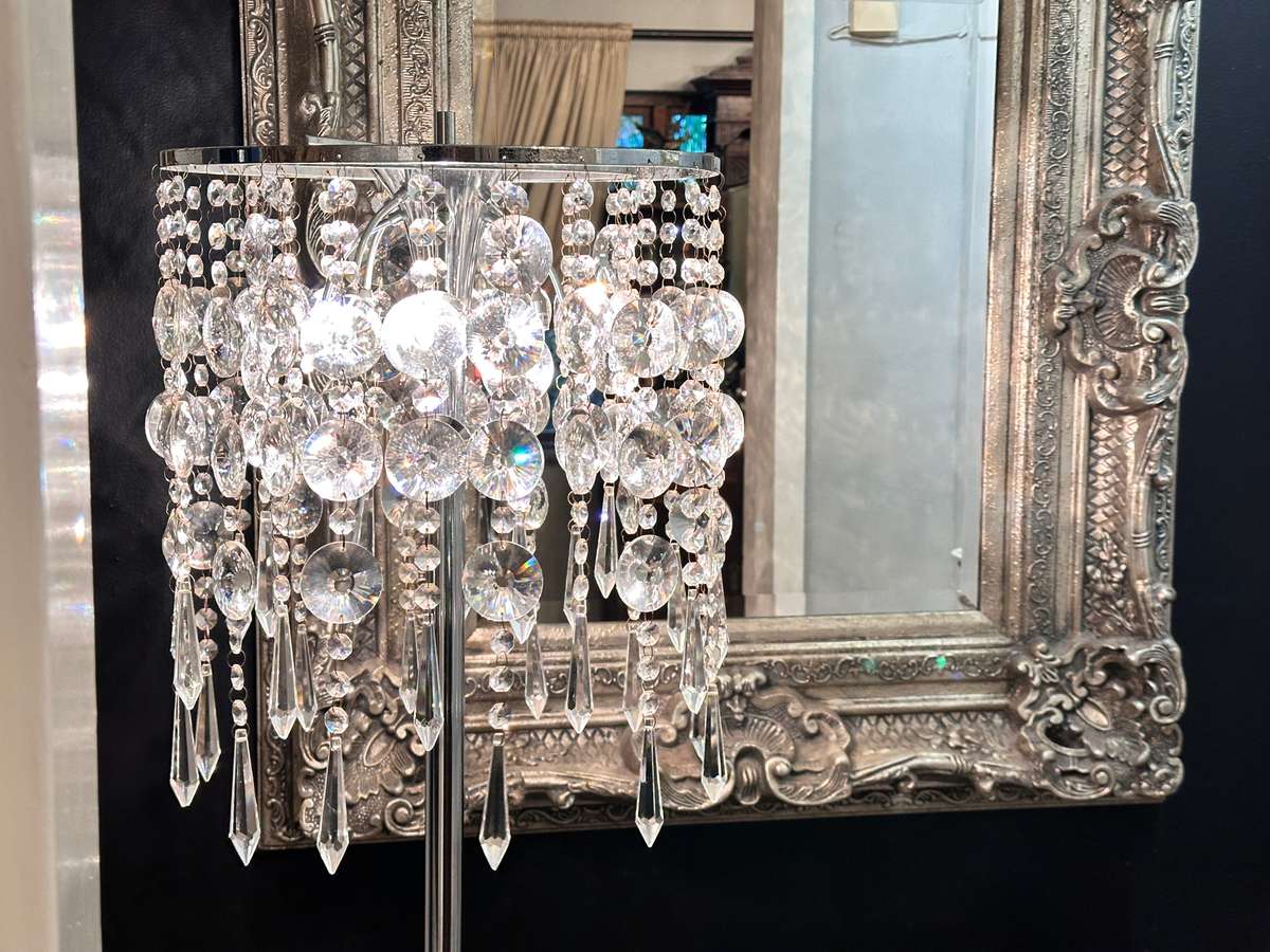 Opulent CRYSTAL Statement Floor standing Lamp With Marble Base