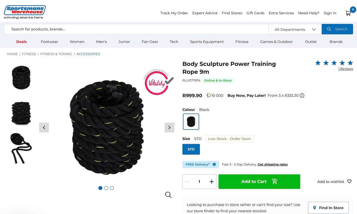 Body Sculpture Power Training Heavy Rope 9m