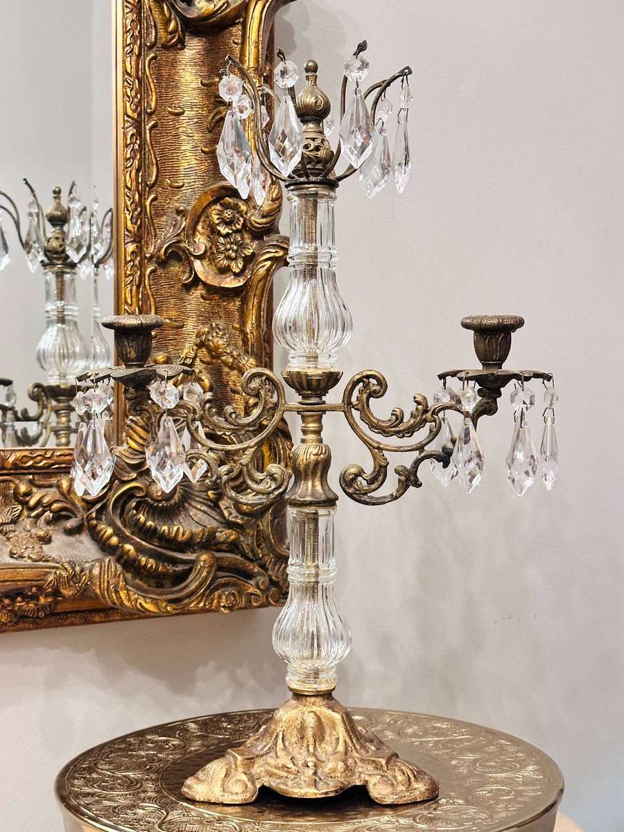 Vintage Exquisite Large Crystal Statement Candelabra