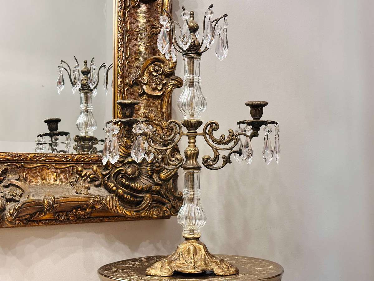 Vintage Exquisite Large Crystal Statement Candelabra