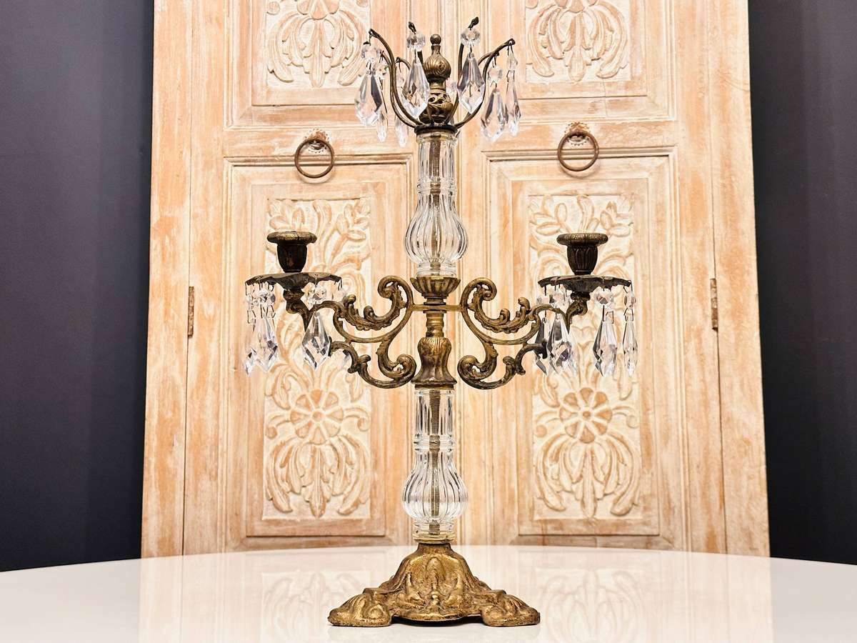 Vintage Exquisite Large Crystal Statement Candelabra