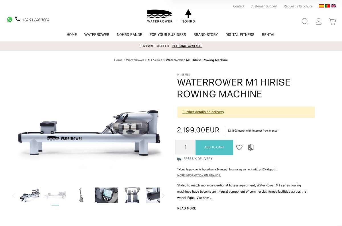 Waterrower M1 High Rise Professional Rowing Machine