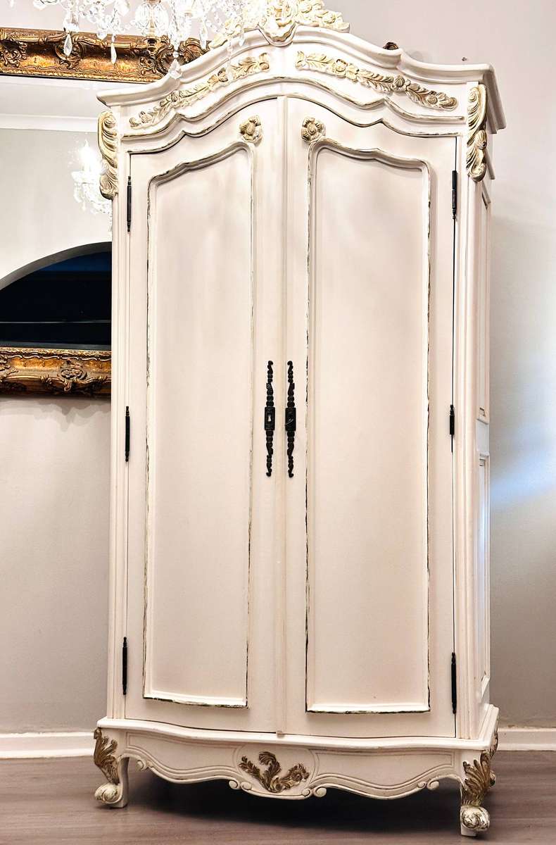Exquisite French Vintage Large Wooden Statement Armoire