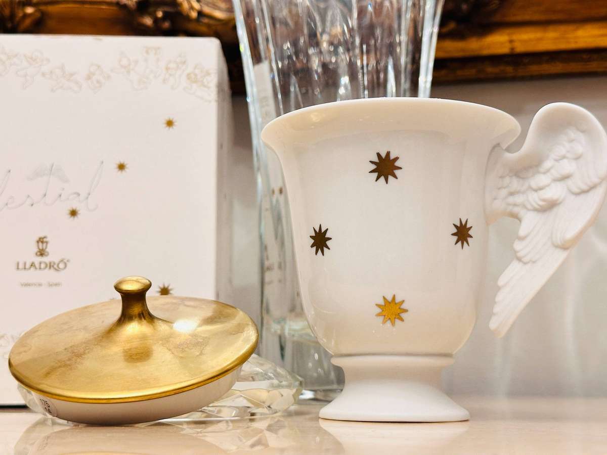 Lladro Retired Celestial Collectors Edition Angel Wing Cup with Lid & Original box