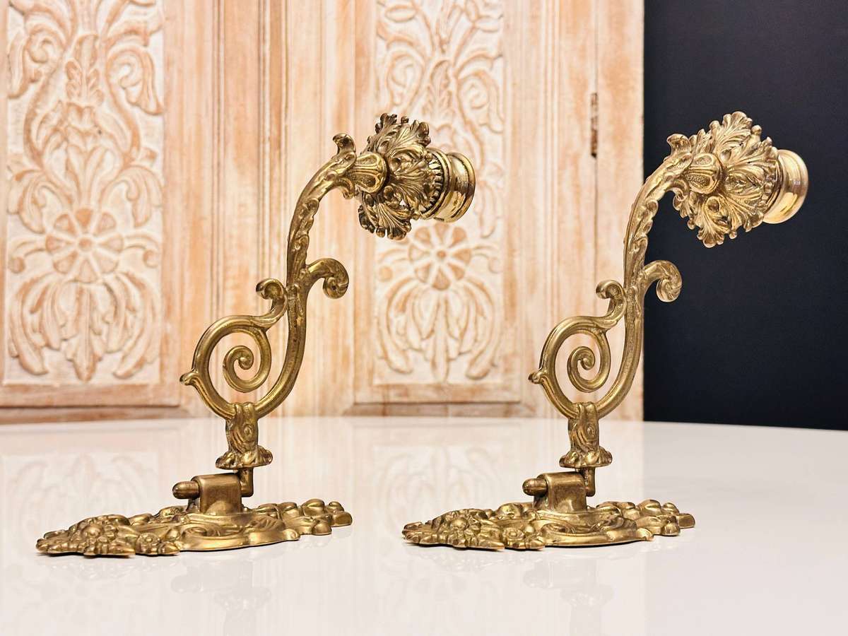 Exquisite Vintage Brass Ornate Wall Sconces