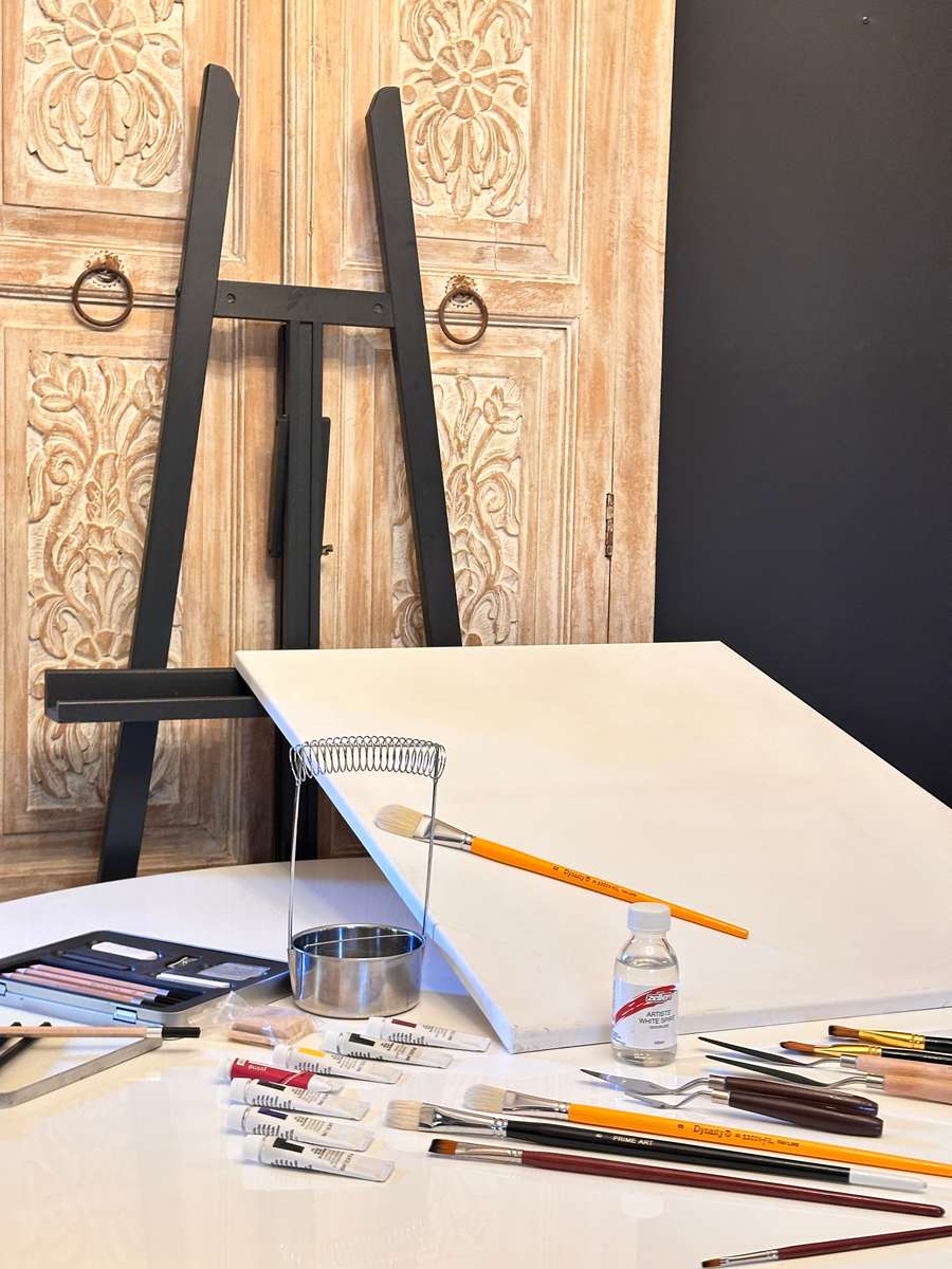 ART Selection Lot With Floor Standing Easel