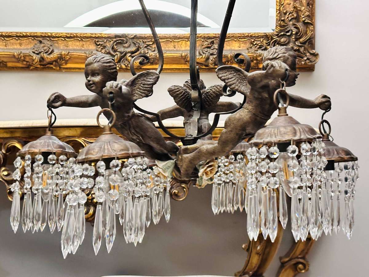 Exquisite French Vintage Angel Pendant Light