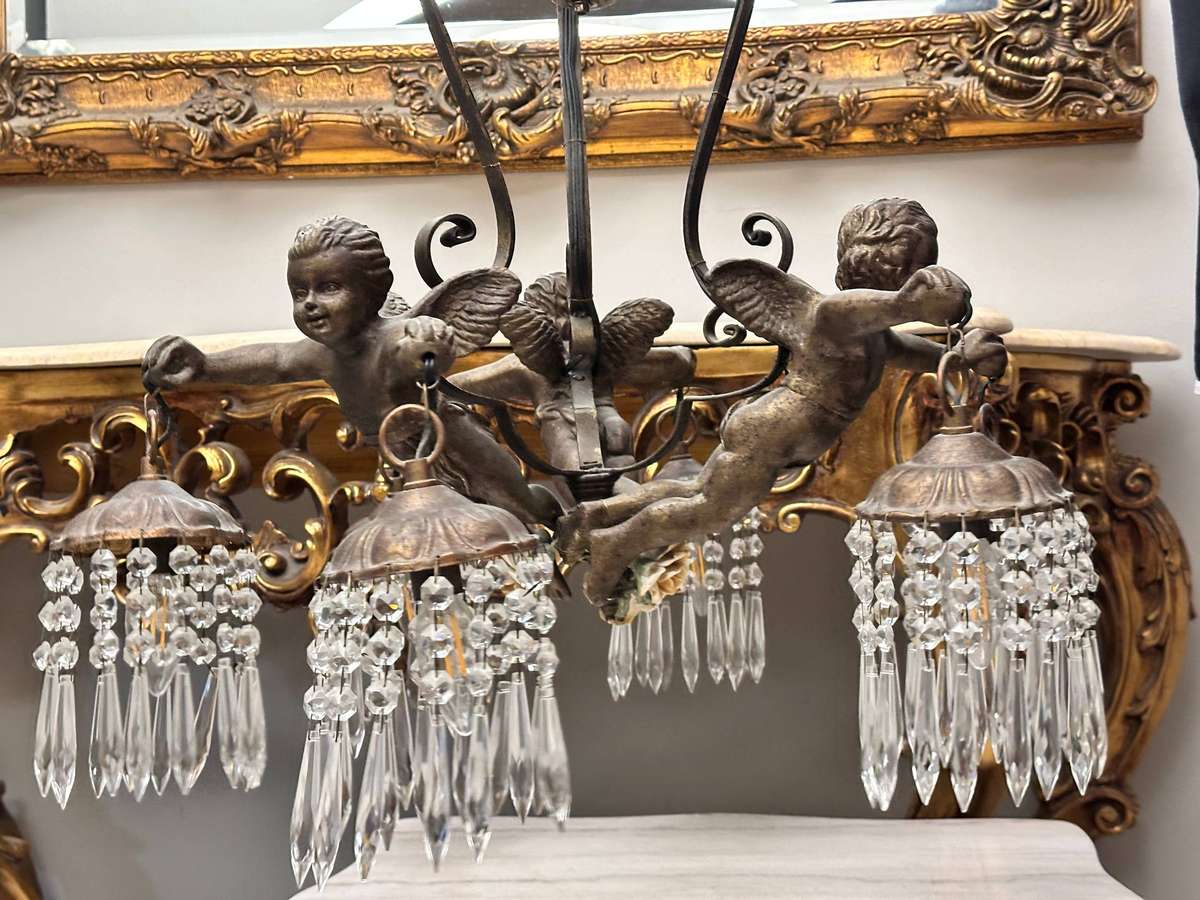 Exquisite French Vintage Angel Pendant Light
