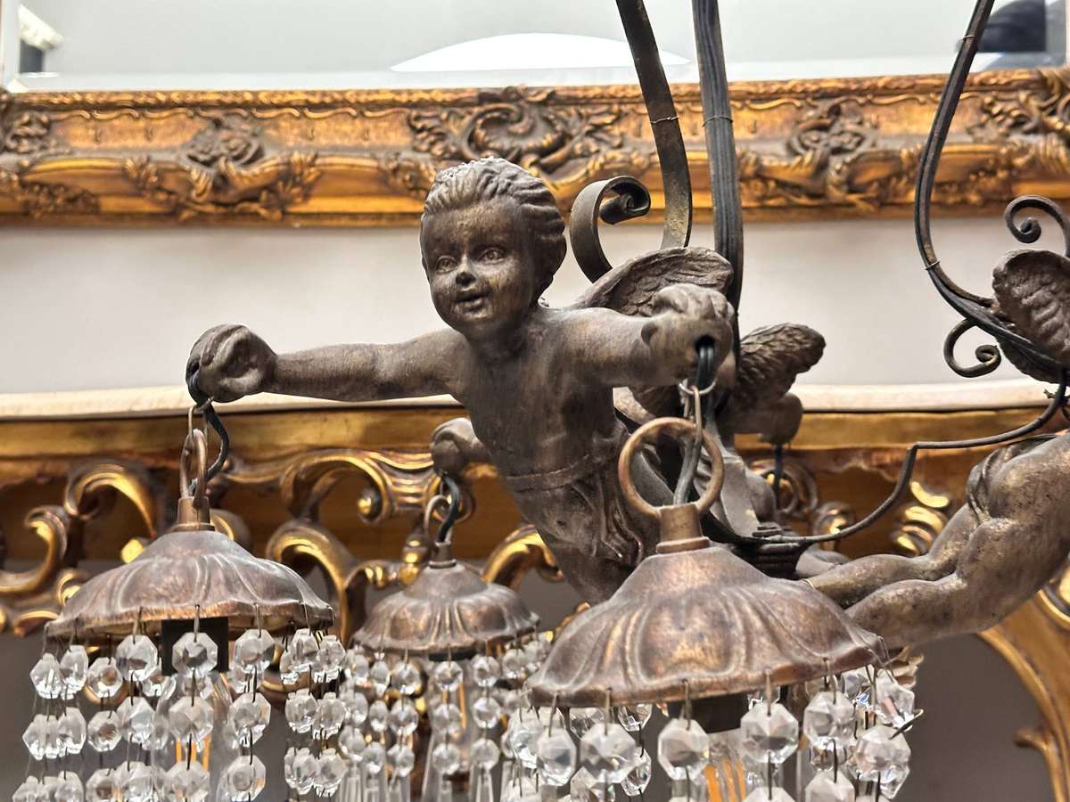 Exquisite French Vintage Angel Pendant Light