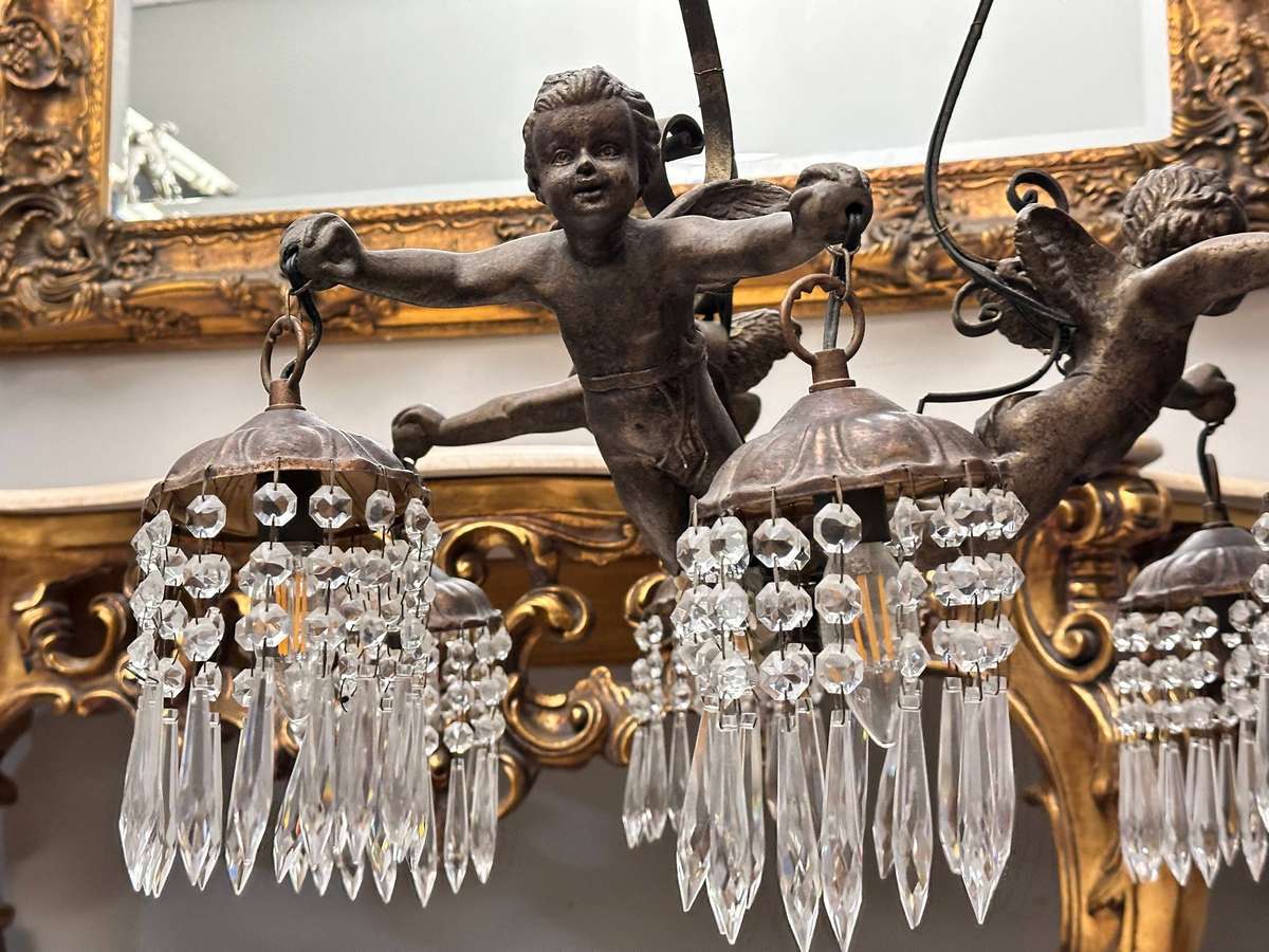 Exquisite French Vintage Angel Pendant Light