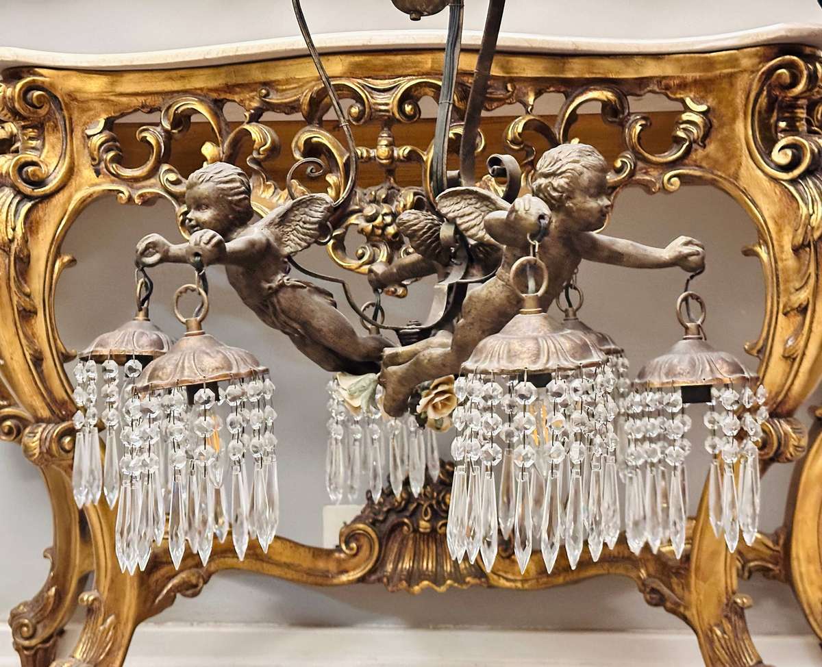 Exquisite French Vintage Angel Pendant Light