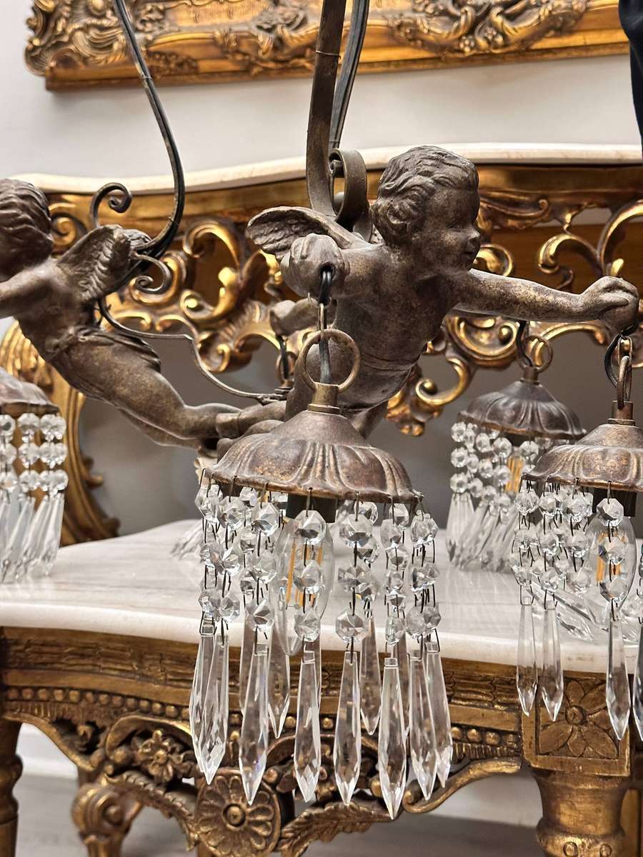 Exquisite French Vintage Angel Pendant Light