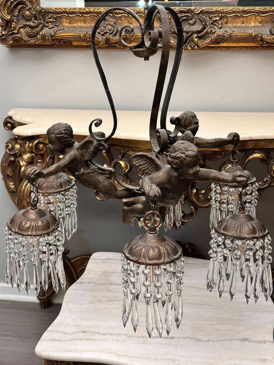 Exquisite French Vintage Angel Pendant Light