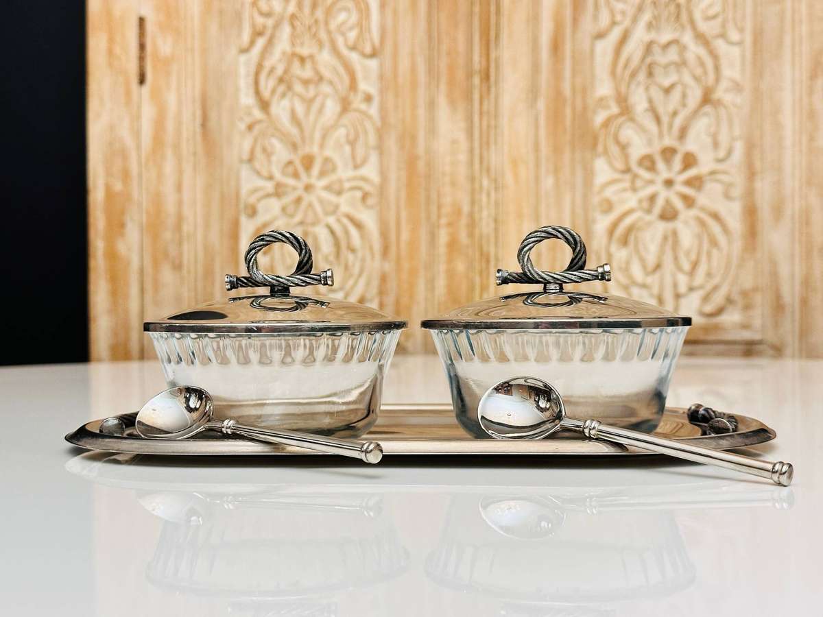 Elegant Vintage Serving Set on Tray