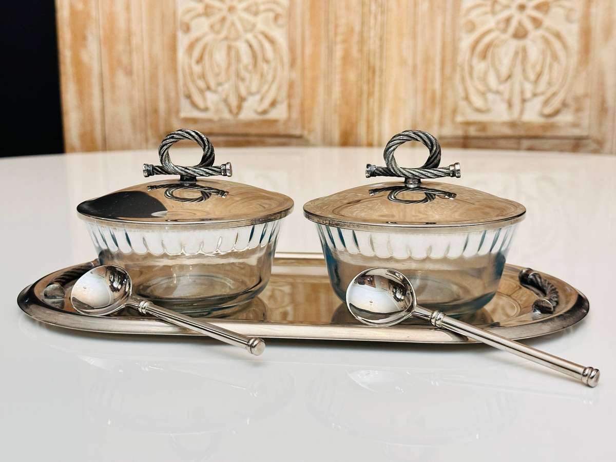 Elegant Vintage Serving Set on Tray