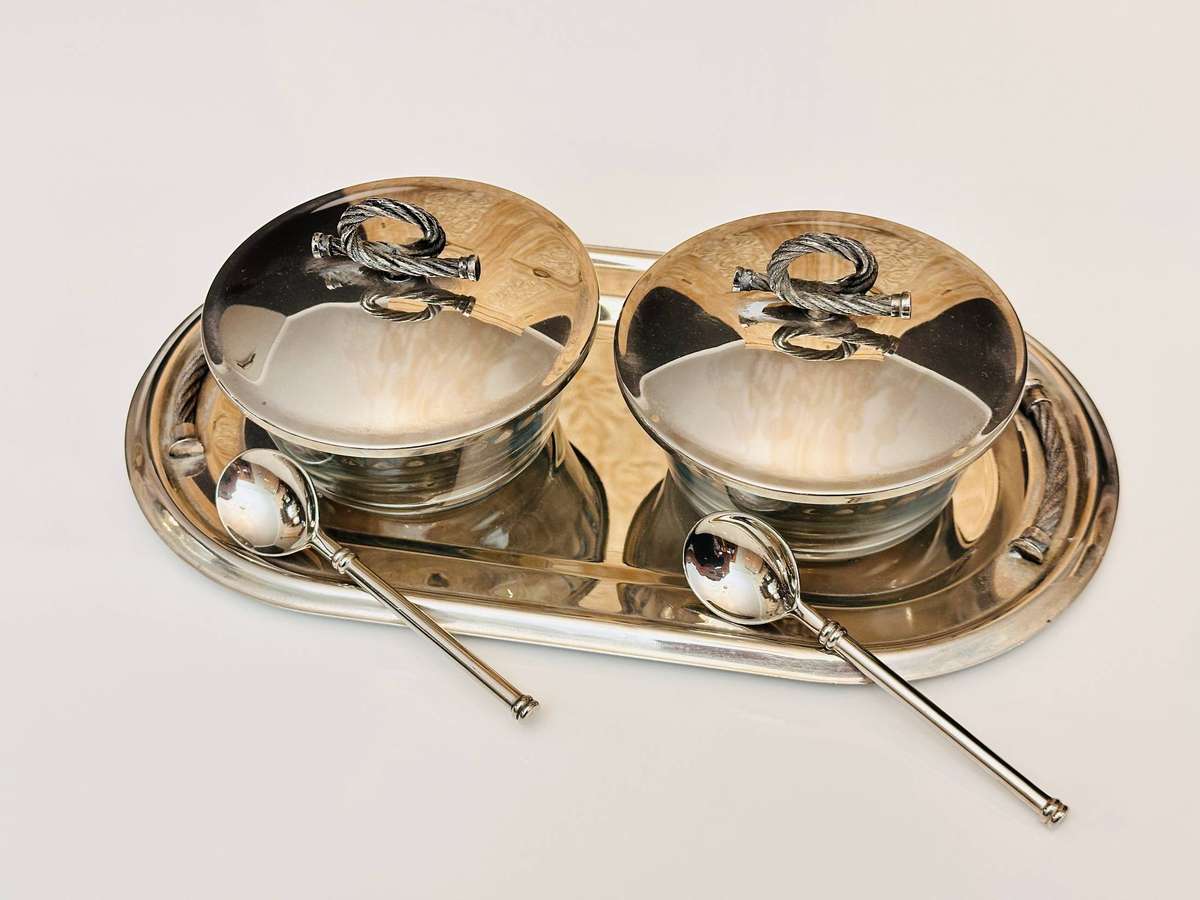 Elegant Vintage Serving Set on Tray