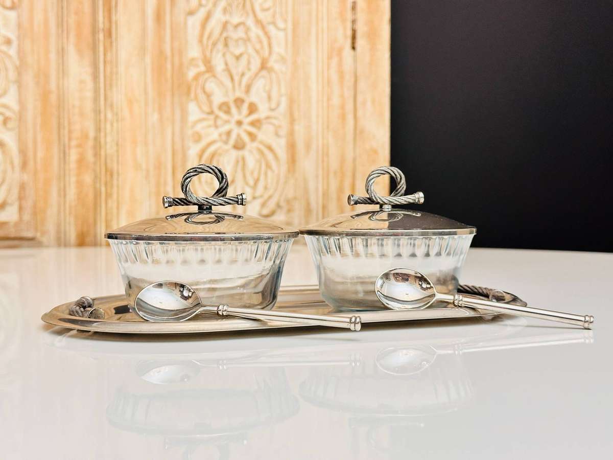 Elegant Vintage Serving Set on Tray