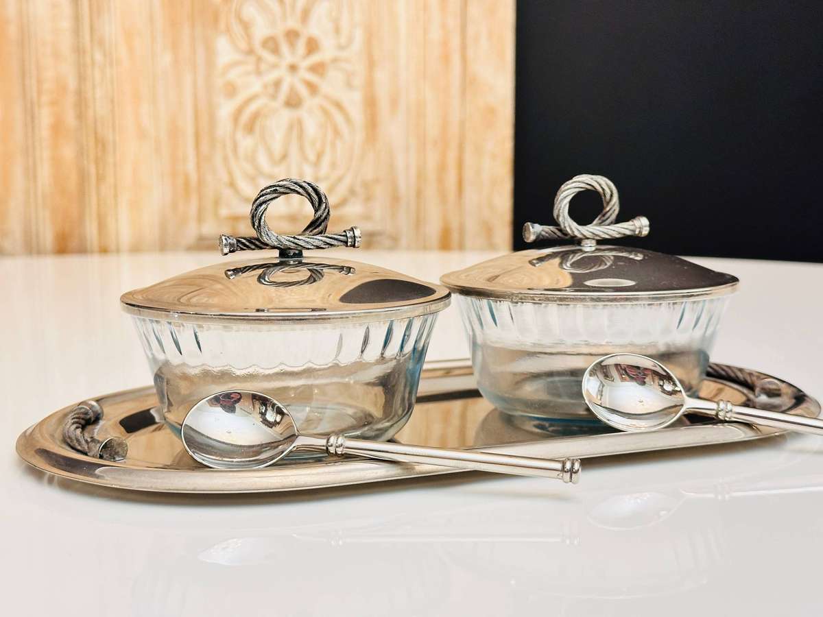 Elegant Vintage Serving Set on Tray