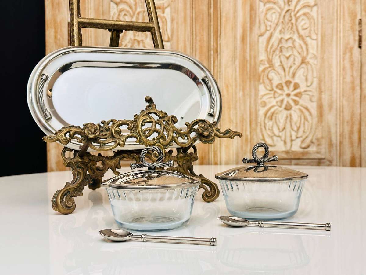 Elegant Vintage Serving Set on Tray