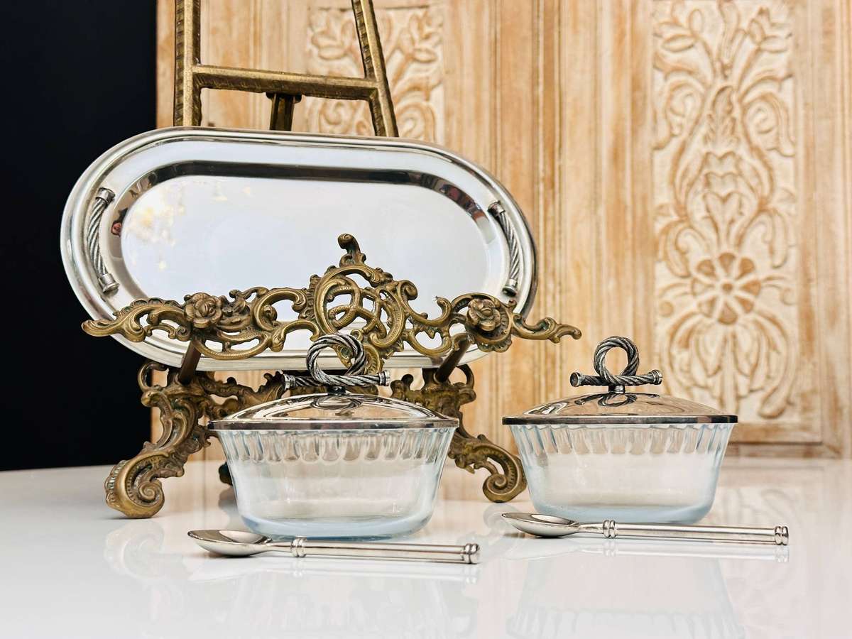 Elegant Vintage Serving Set on Tray