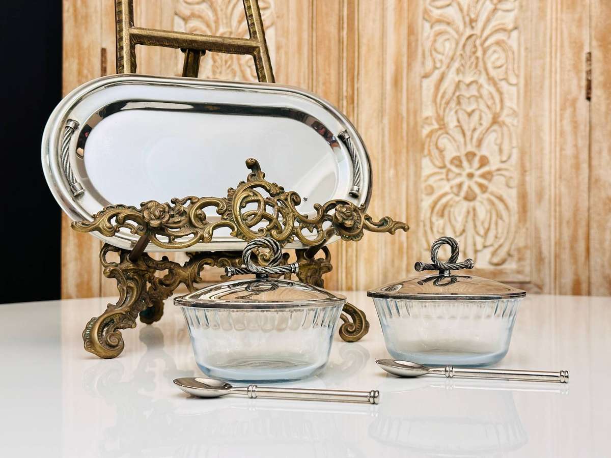 Elegant Vintage Serving Set on Tray