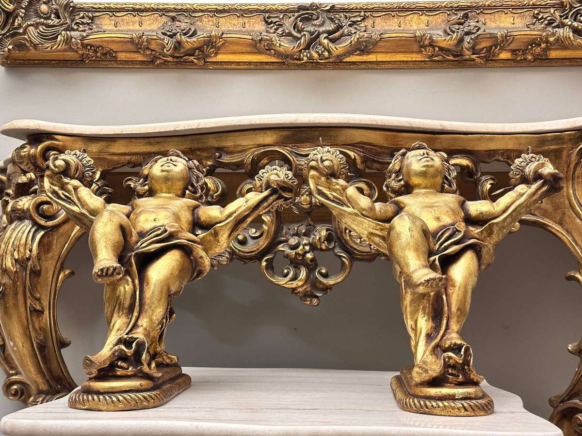 Exquisite French Gilt Vintage Large Angel Statement Candle Wall Sconces