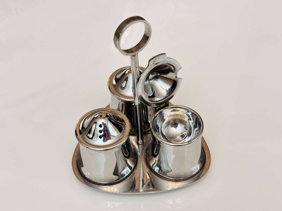 Elegant Vintage Condiment Set with Stand