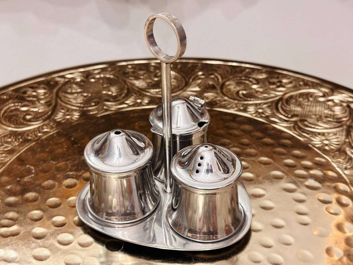 Elegant Vintage Condiment Set with Stand