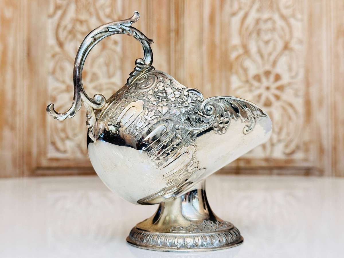 Elegant Vintage Sugar Server with Ornate Detailed Spoon