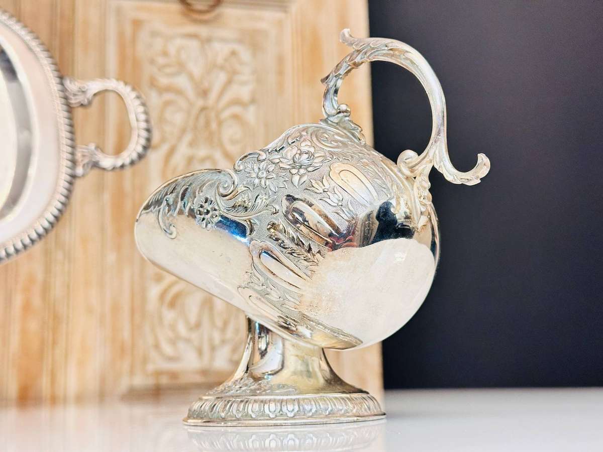 Elegant Vintage Sugar Server with Ornate Detailed Spoon