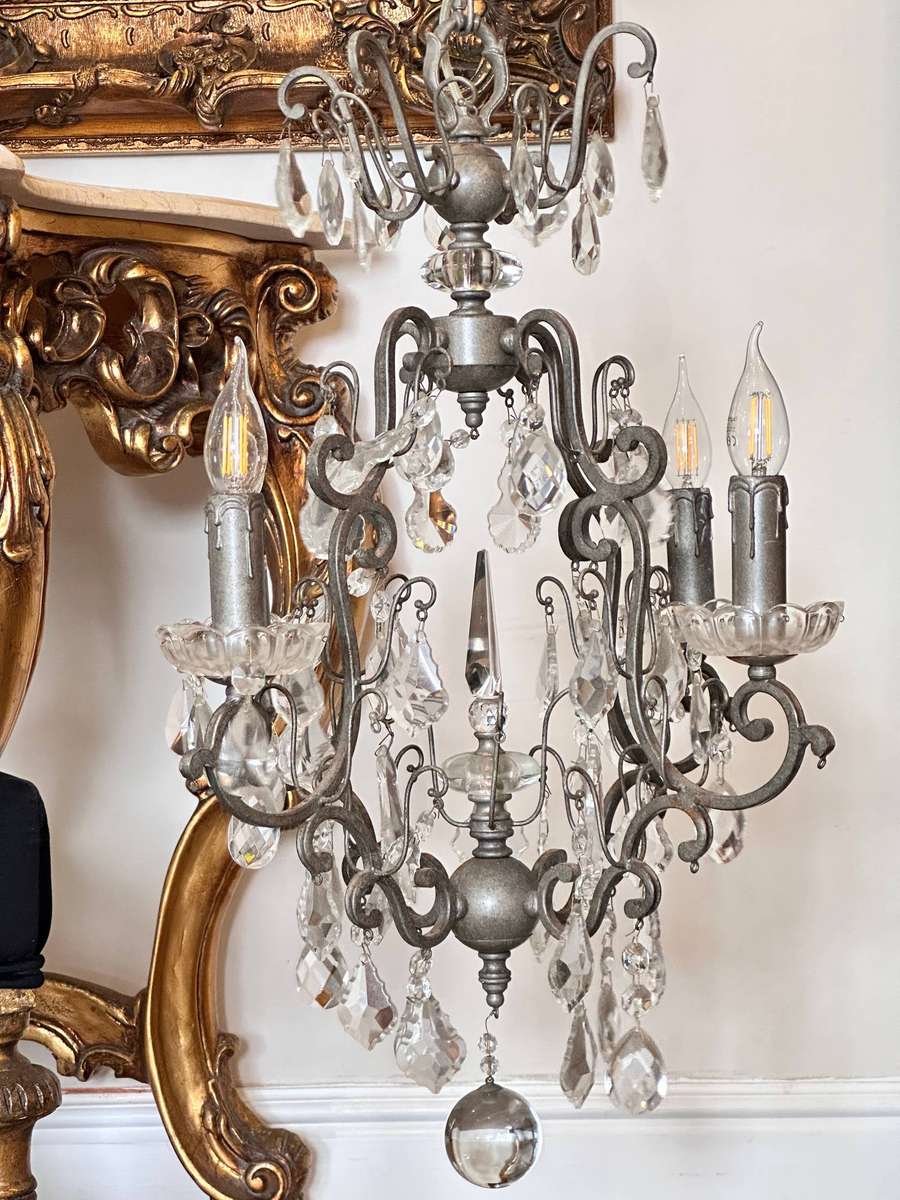 Exquisite French Vintage Large German Silver Statement Chandelier