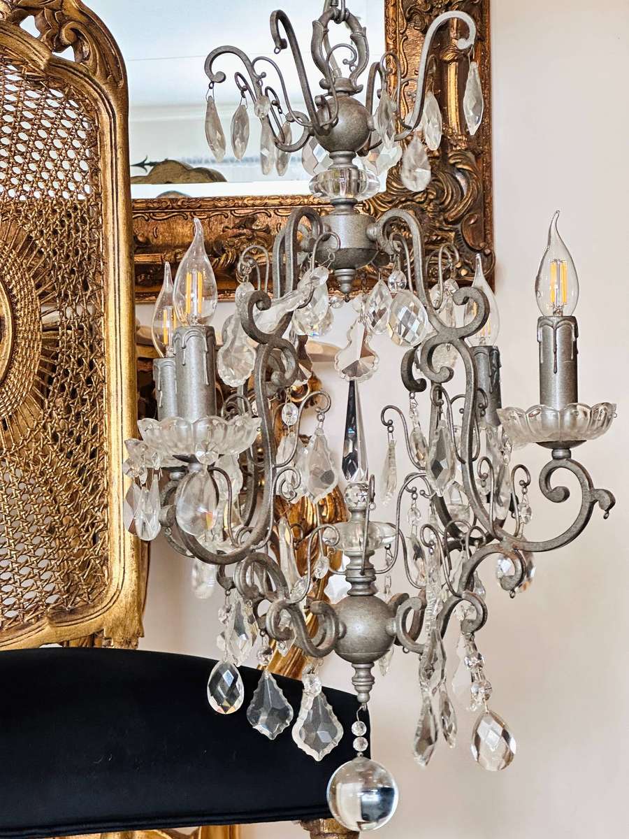 Exquisite French Vintage Large German Silver Statement Chandelier