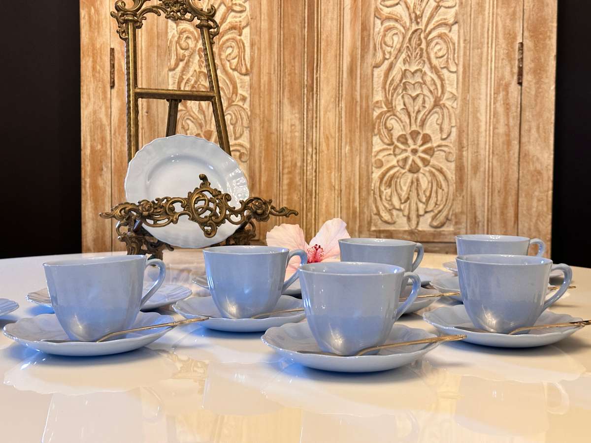 Elegant 1940 J&G Meakin Glamour Celeste Tea Trio - Set of 6