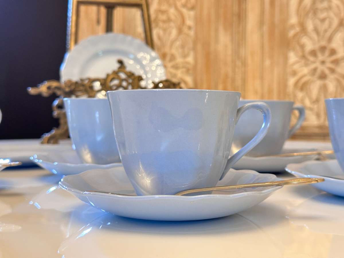 Elegant 1940 J&G Meakin Glamour Celeste Tea Trio - Set of 6