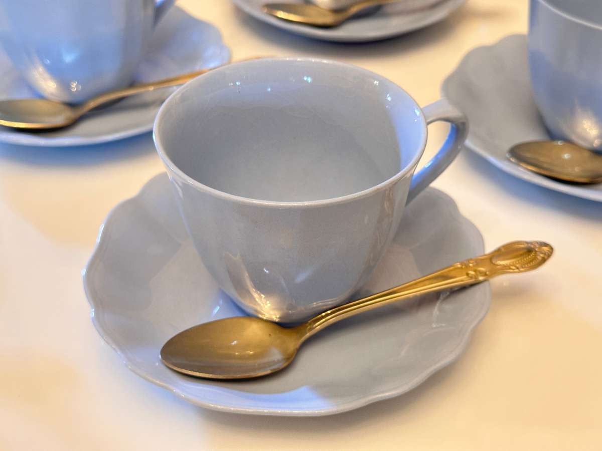 Elegant 1940 J&G Meakin Glamour Celeste Tea Trio - Set of 6